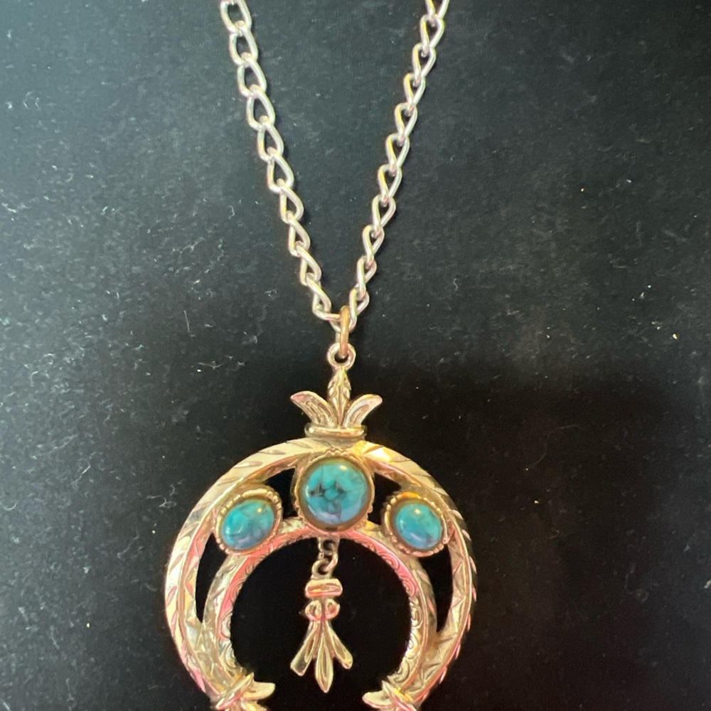 Silver and Turquoise Pendant Necklace